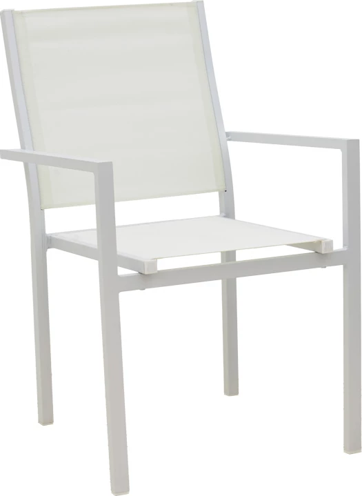 Set tavoline me karrige për terasë, Zacreta-Kliton, alumin, ngjyrë e bardhë, 80x80x74cm, 3 copë