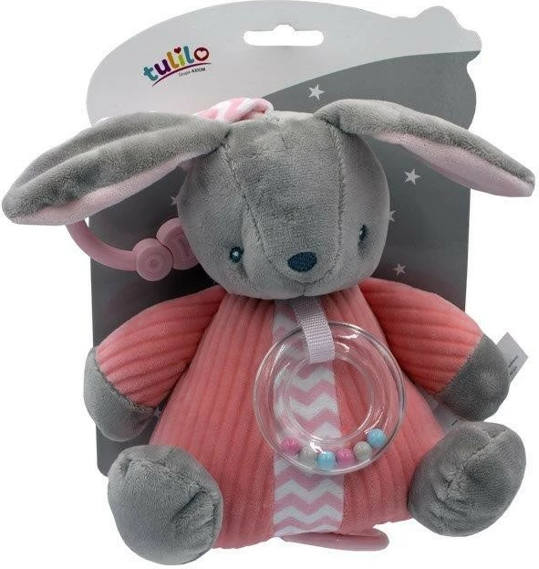 Lodër muzikore lepurush TULILO 9115, 18 cm, gri/rozë