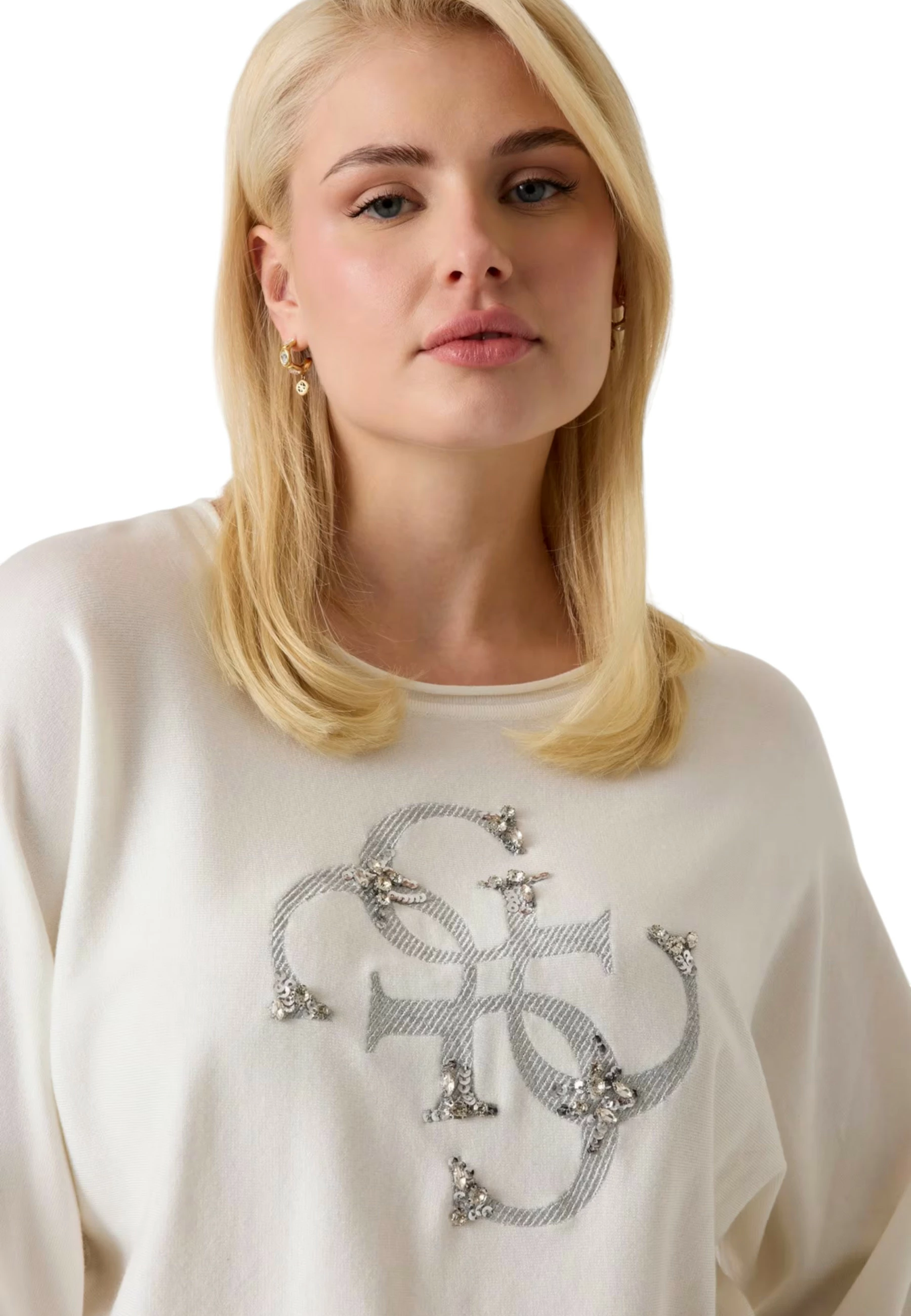 Xhemper për femra Guess W6YR27 Z0975, i bardhë [Madhësia: XL]