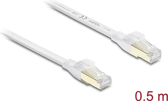 Kabllo rrjeti DeLOCK Cat8.1 RJ45, 0.5 m, 40 Gbps, e sheshtë, e bardhë