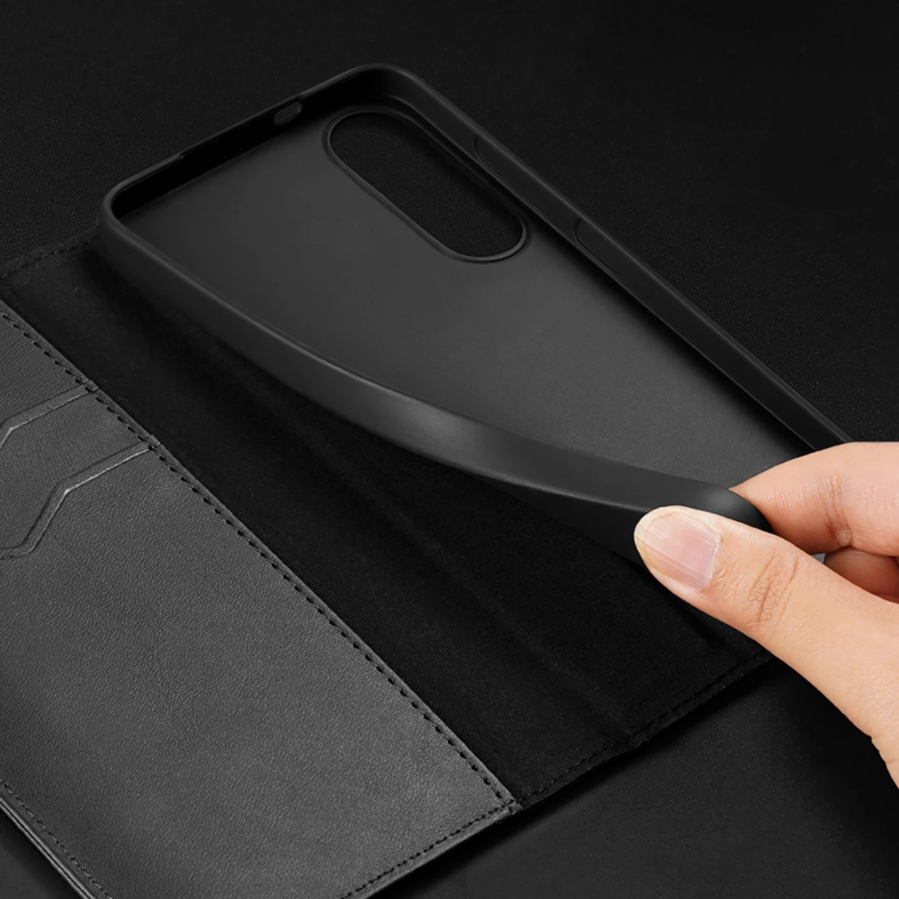 Mbështjellës Dux Ducis Hivo për Samsung Galaxy S25 Edge, me kapak, RFID, i zi