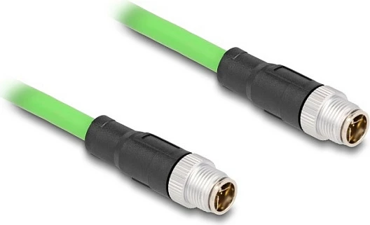 Kabllo Ethernet industriale DeLOCK M12 X-coded 8-pin, mashkull-në-mashkull, 2 m, PUR/TPU, jeshile
