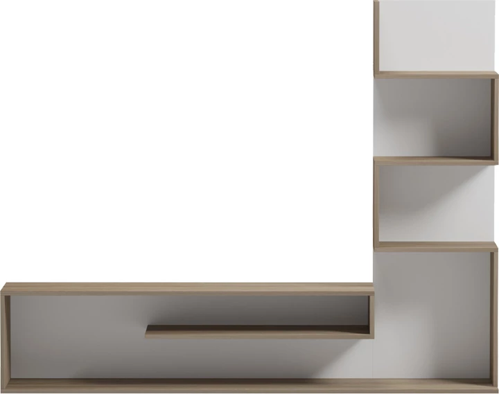 Komodë TV me raft librash, ngjyrë sonoma dhe e bardhë, 160x29x126cm