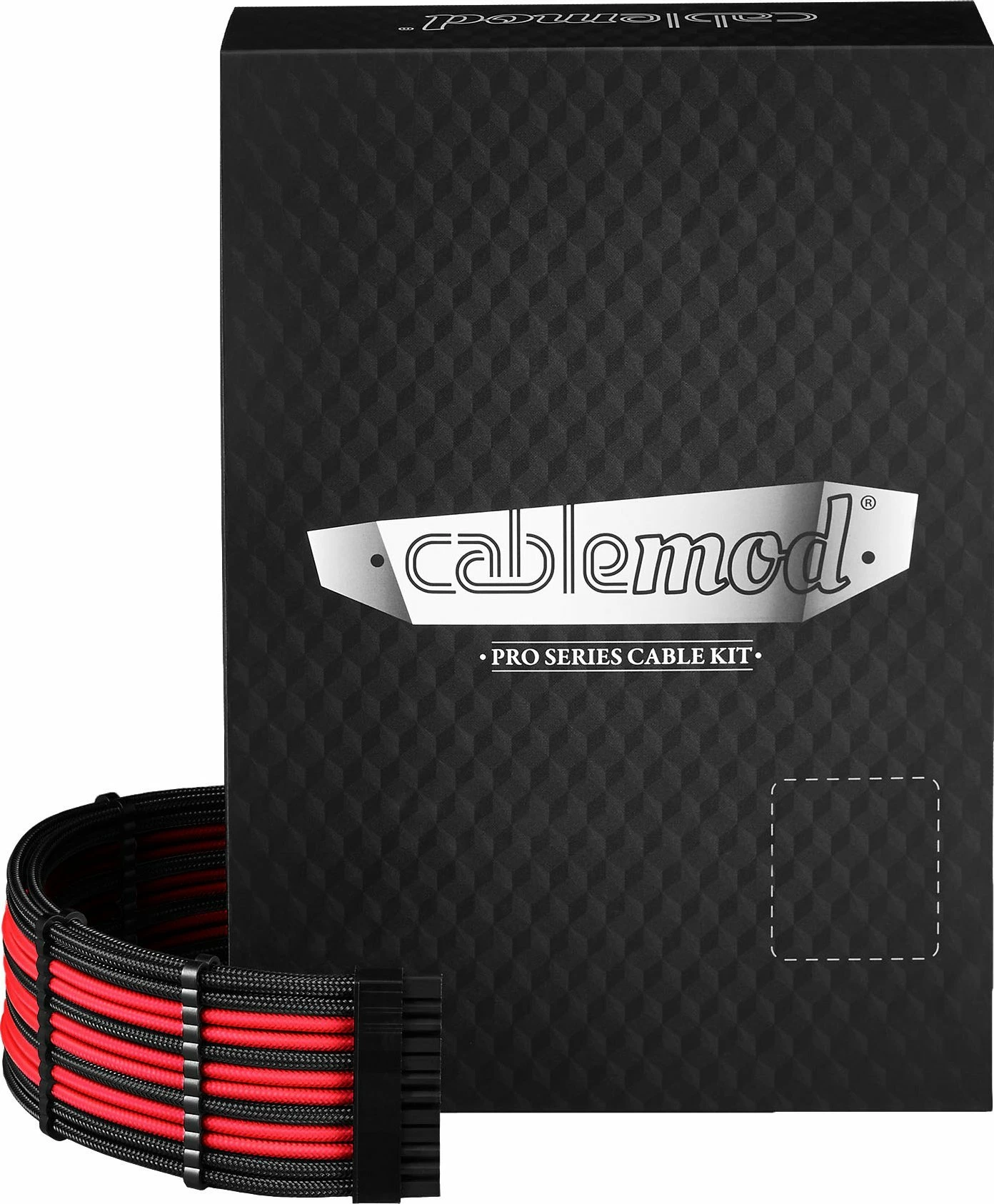 Set kabllosh modularë PSU CableMod C-Series Pro ModMesh CM-PCSR-16X2KIT-NKKR-R-SS, 16-pin në 3x 8-pin PCIe, zi/kuqe, kit