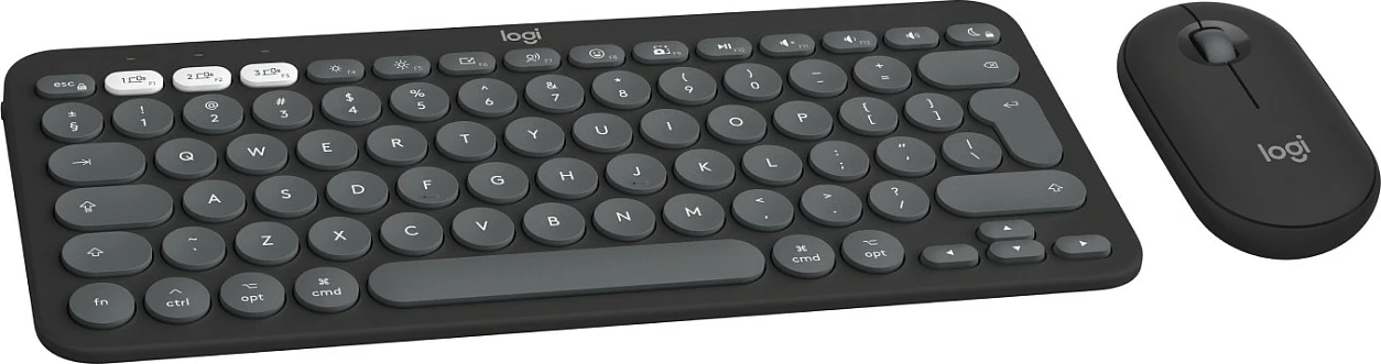 Set tastierë dhe Maus Logitech Pebble 2 Combo for Mac (K380s/M350s), Wireless RF + Bluetooth, QWERTY, Graphite