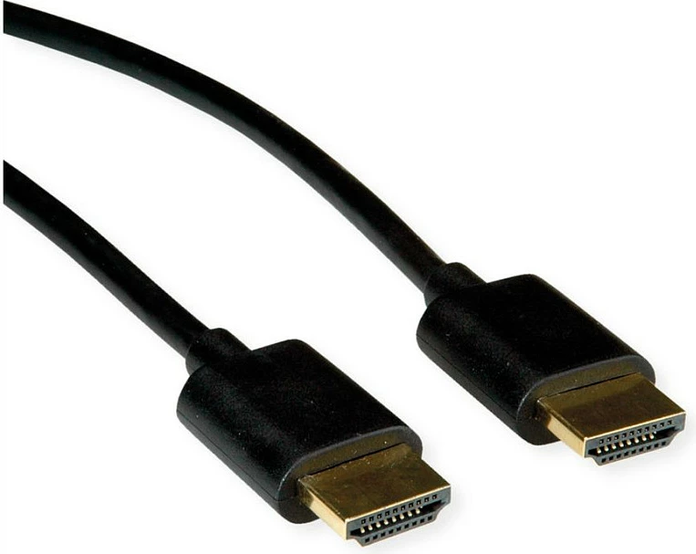 Kabllo HDMI ROLINE High Speed Slim 2m, Ethernet, 4K 60Hz, e zezë