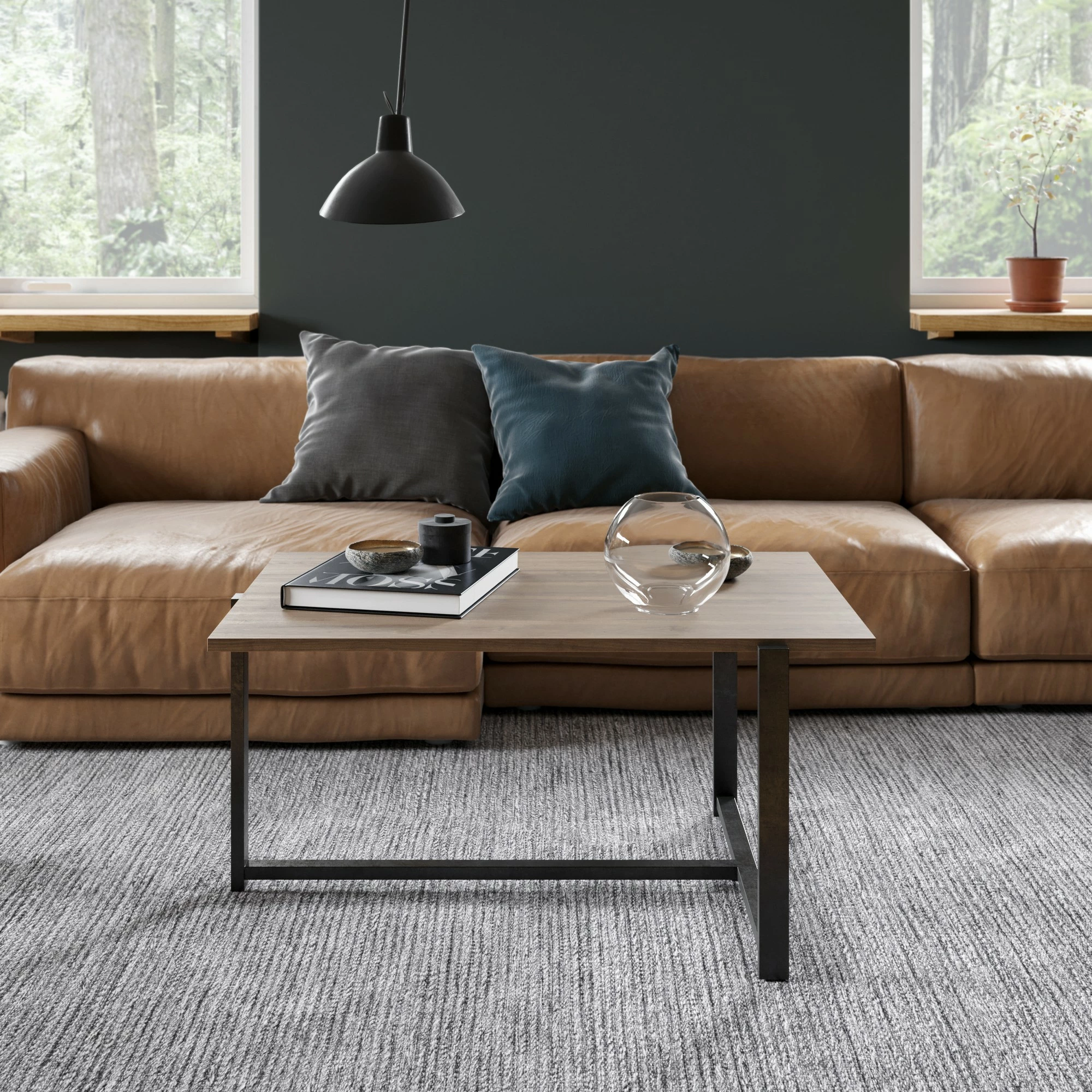 Tavolinë kafeje industriale, ngjyrë arre dhe e zezë, Skye Decor, Merideths