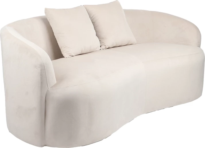 Divan dy ulëshe Raini me jastëkë, kadife krem, 178x82x68cm