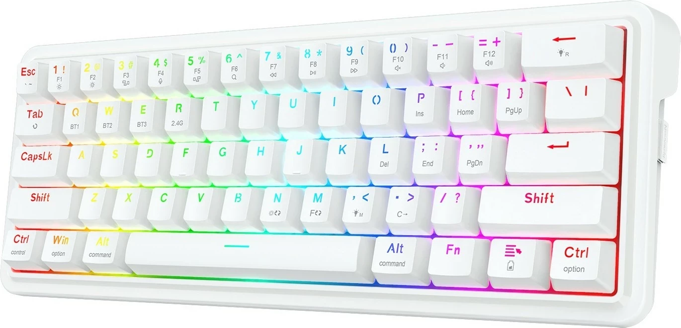 Tastierë mekanike Redragon Draconic V2 K730W-RGB-PRO, 60%, RGB, wireless/wired, e bardhë