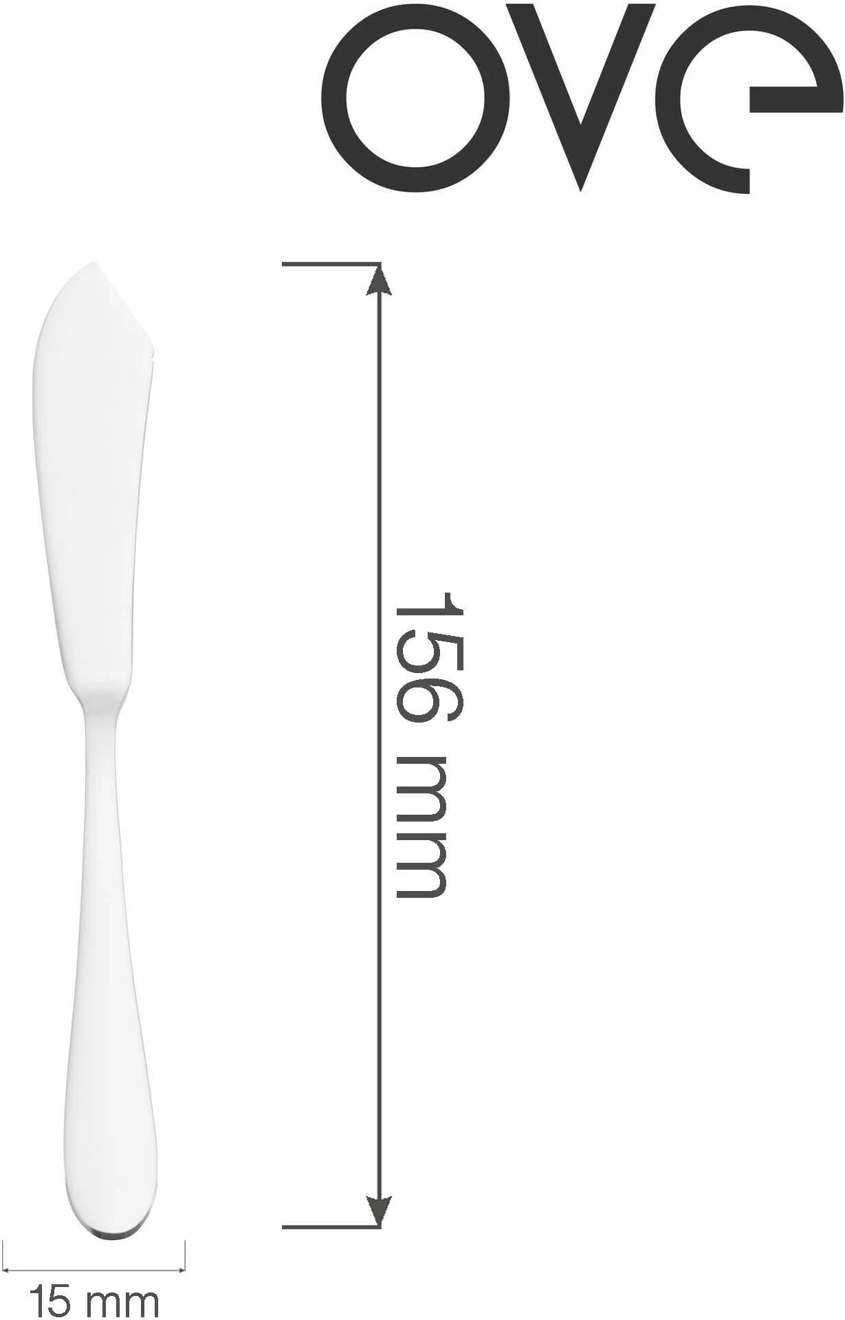 Thikë gjalpi OVE Como 156 mm, çelik inox 18/10, set 12 copë, argjendtë