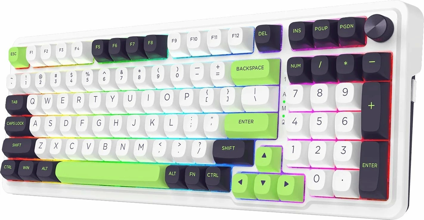 Tastierë gaming mekanike Redragon Eisa Max K686WBG-RGB-MAX RGB, 3-mode (USB-C/Bluetooth/2.4GHz), US layout, e bardhë/jeshile