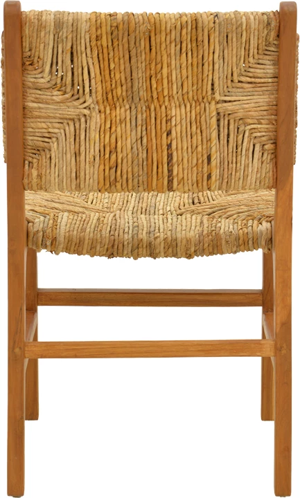 Karrige Refane, skelet prej druri teak, sedilje dhe shpinore prej kashte, ngjyrë natyrale, 50x58x85cm