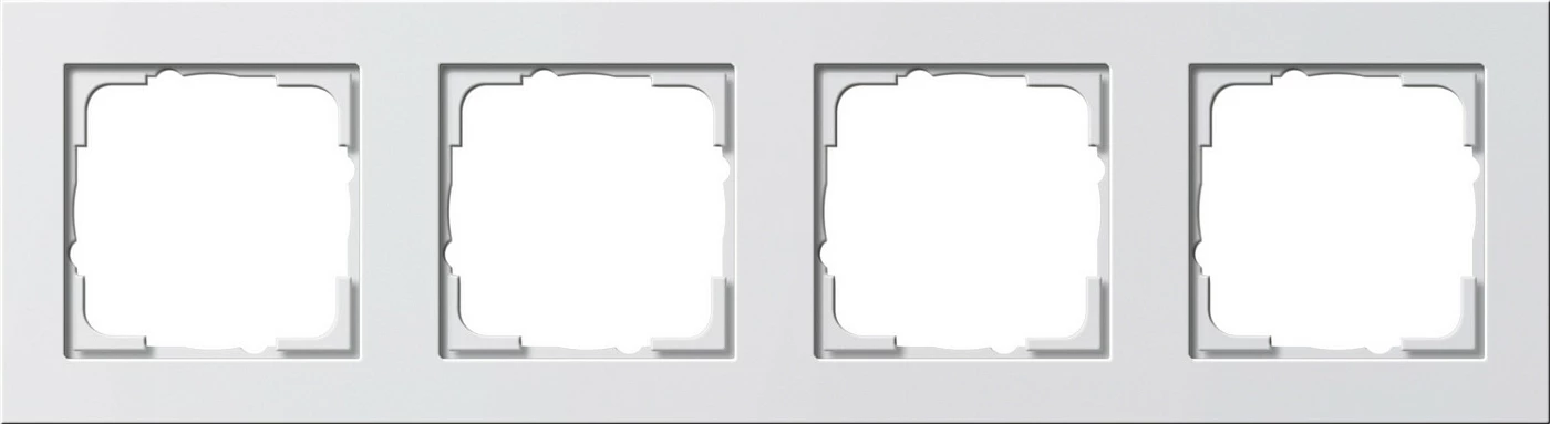 Kornizë 4x për prizë/ndërprerës GIRA 0214 29, pa vida, 80.8 x 294.7 x 9.3 mm, e bardhë