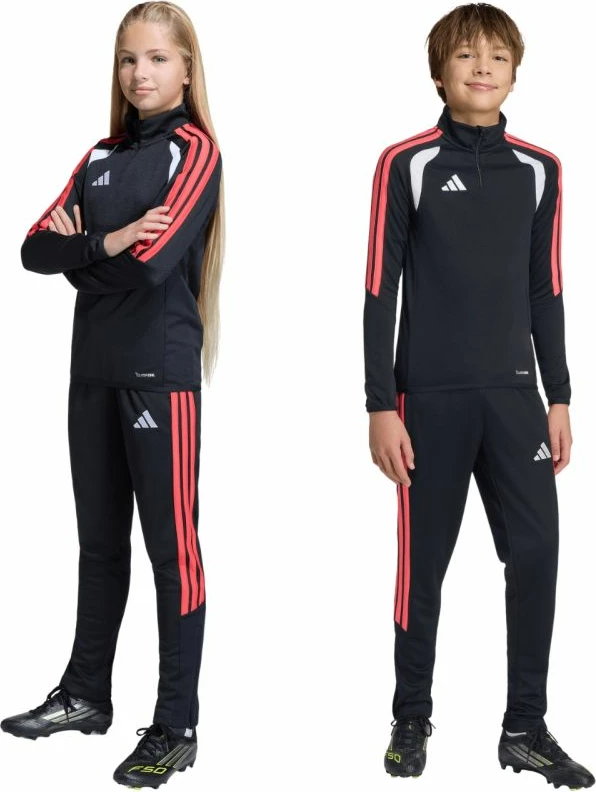 Pantallona sportive për fëmijë adidas, të zeza e të kuqe [Madhësia: 152 cm]
