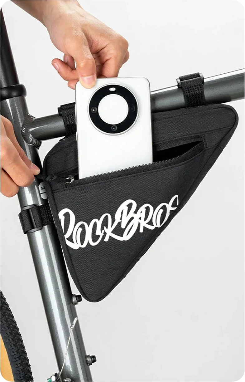 Çantë trekëndore për kornizë biciklete Rockbros G001 Flash Journey 0.8 L, e zezë