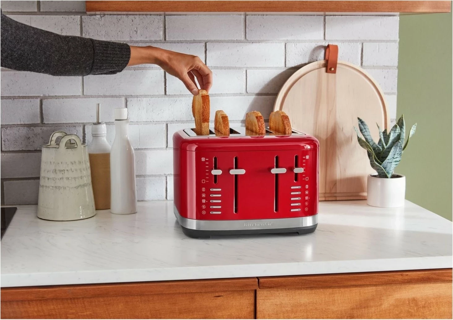 Toster KitchenAid 5KMT4109E, 4 vende, inox, i kuq