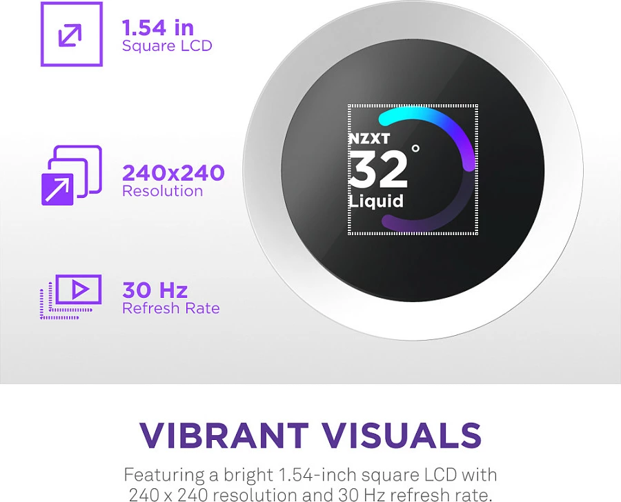 Ftohës uji AIO NZXT Kraken Plus V2 240mm, RGB, Display TFT, i bardhë