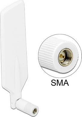 Antenë LTE/UMTS/Wi‑Fi DeLOCK 12430, omni-direksionale 4 dBi, SMA, e bardhë