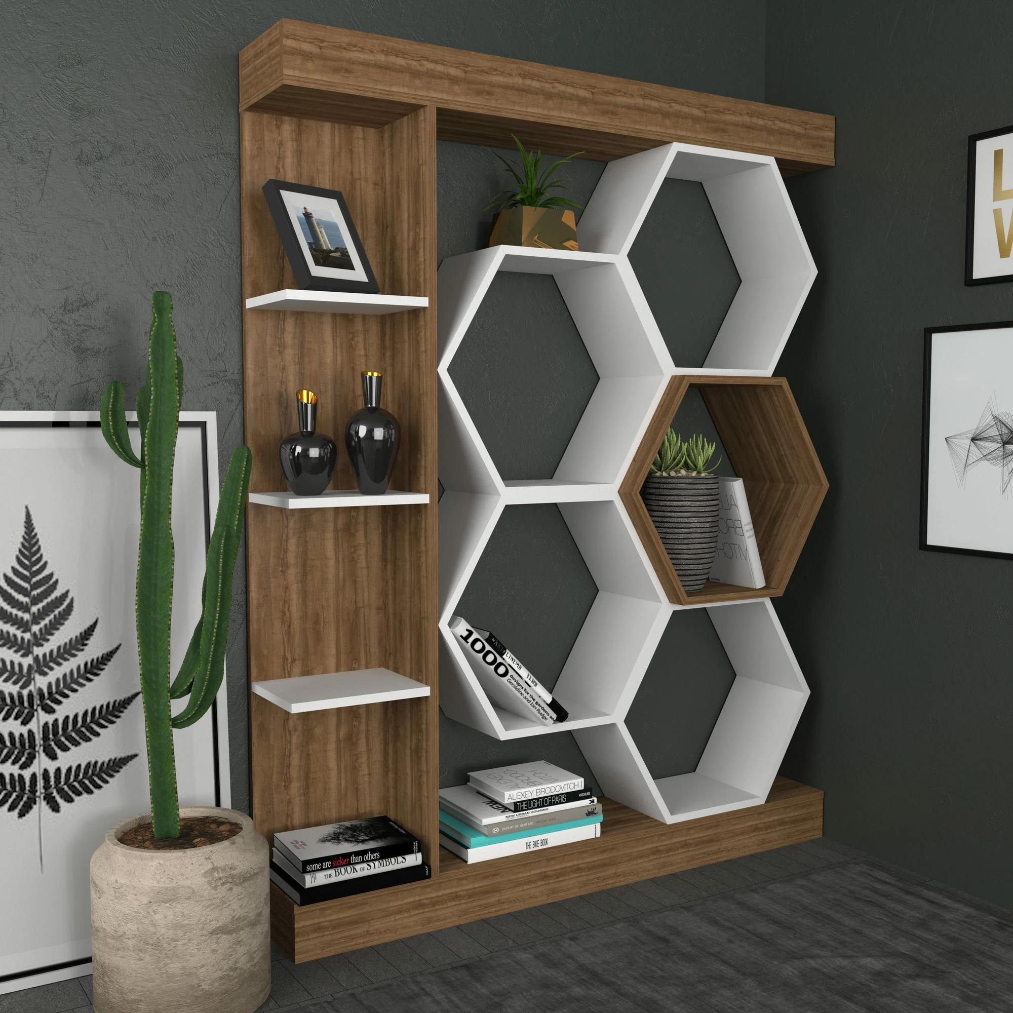 Raft librash Hanah Home, Sueno, bardhë dhe arre