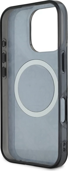 Mbështjellës Guess IML Peony On 4G Background MagSafe për iPhone 16 Pro Max, Zi