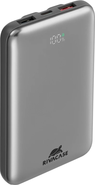Power bank RIVACASE VA2611 10,000 mAh 30W, LCD, kabllo Type-C + Lightning, gri