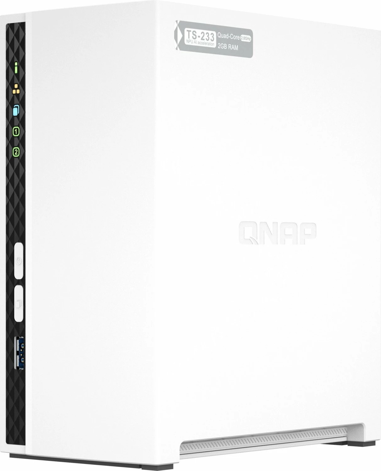 Server fajllash NAS Qnap TS-233, 2-bay, RAM 2GB DDR4, 4-core 2.0GHz, 1x Gigabit Ethernet, max 36TB, i bardhë