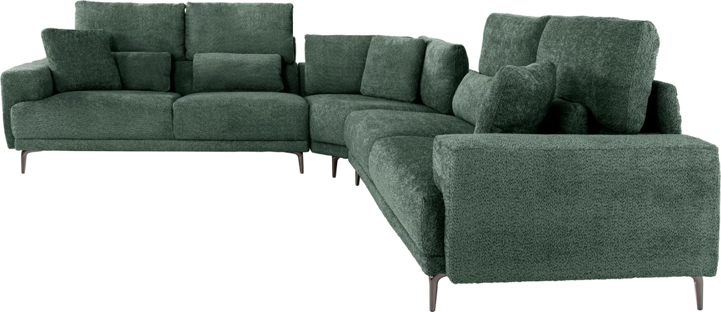 Kënd divani SYMMET FH3269.05, pëlhurë jeshile, këmbë antracit me shkëlqim, 314x236x90-102H cm