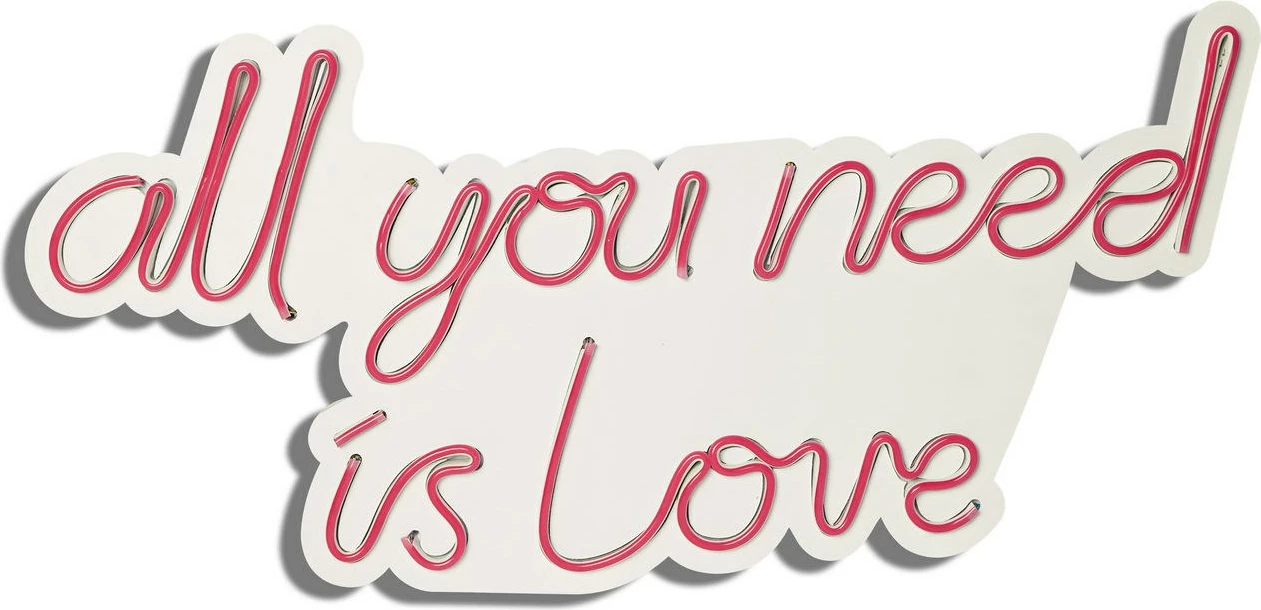 Dekor dritash LED plastike, 'All you need is love', ngjyrë e kuqe