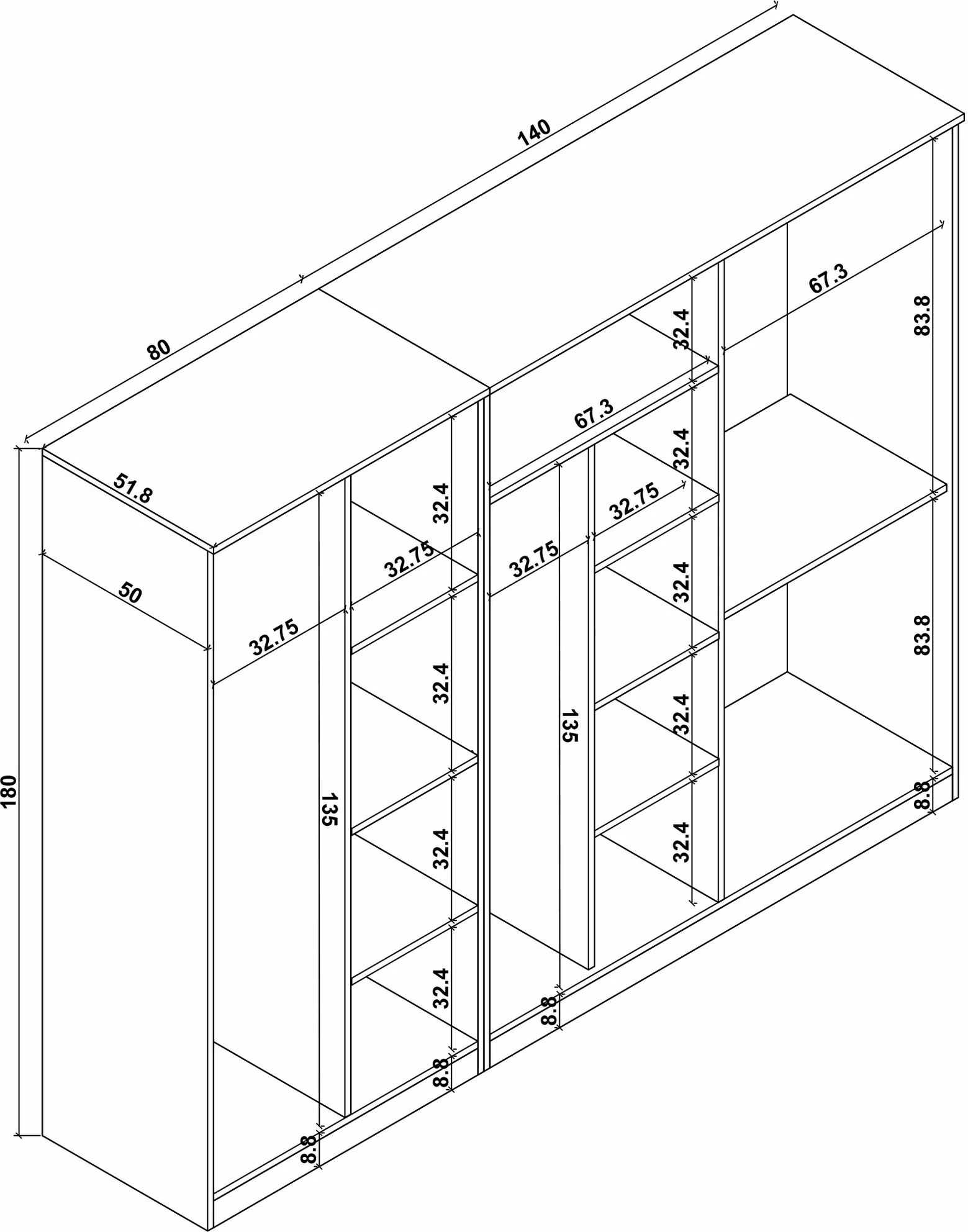 Dollap Skye Decor, ngjyrë Atlantic Pine, Kardelen 1600-126