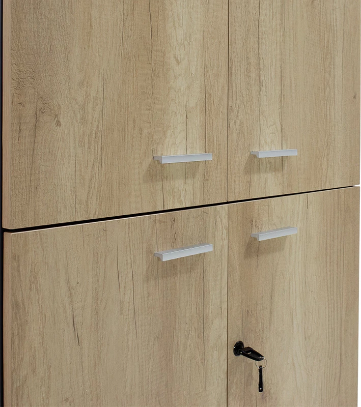 Raft librash me katër dyer druri, ngjyrë lisi - gri e errët, 80x40,5x200cm