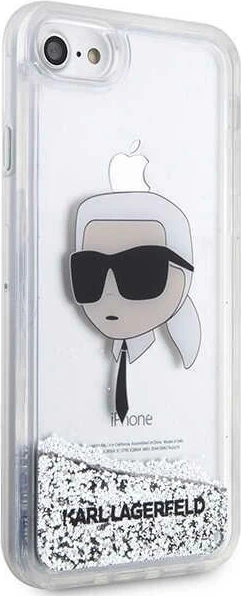 Mbështjellës Karl Lagerfeld KLHCI8LNKHCH për iPhone 7/8/SE 2020/2022, Glitter, Argjendtë