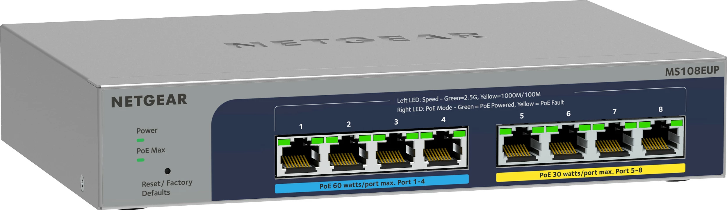 Switch NETGEAR 8-port Ultra60 PoE++ Multi-Gigabit, Managed, L2/L3, 2.5G Ethernet, Full duplex, PoE