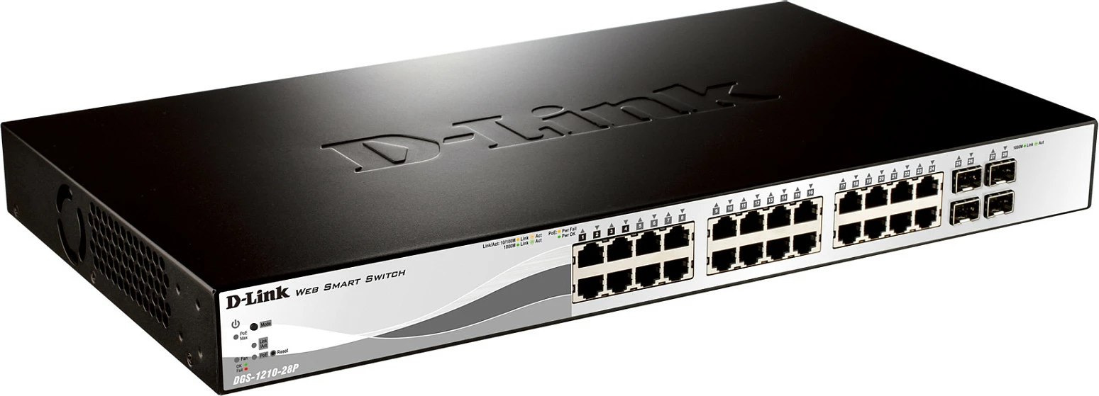Switch D-Link DGS-1210-28P, Managed, L2, Gigabit Ethernet, PoE, Rack 1U