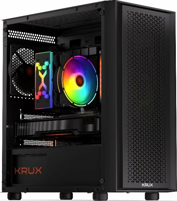 Kasë Krux Scor KRXD002 Cube Tower microATX/Mini-ITX me xham të kalitur, e zezë