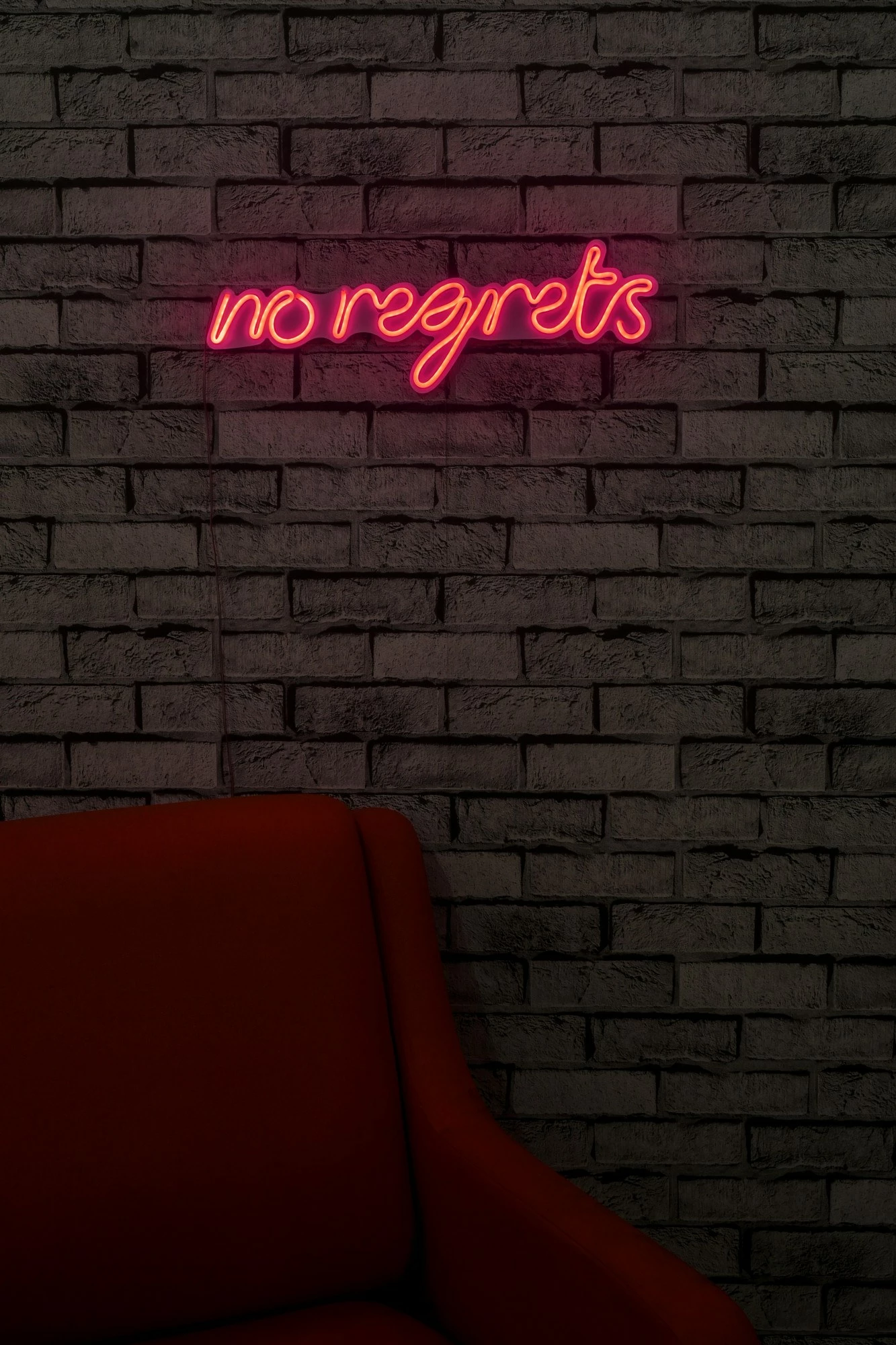 Dekor dritash LED plastike, ngjyrë rozë, 'no regrets', 52x16x2 cm