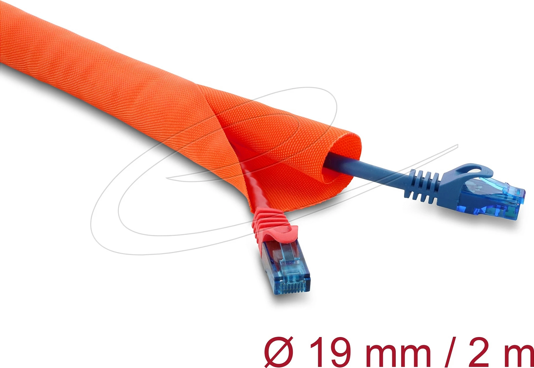 Mbrojtës kabllosh DeLOCK, vetë-mbyllës, 2 m x 19 mm, portokalli