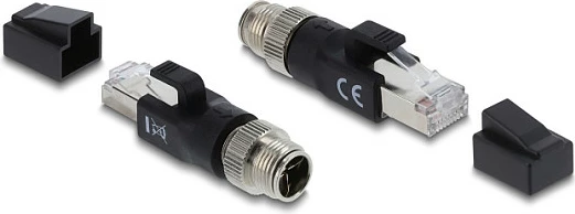 Adapter Ethernet industrial DeLOCK M12 8-pin (X-coded) në RJ45, Cat6, i zi