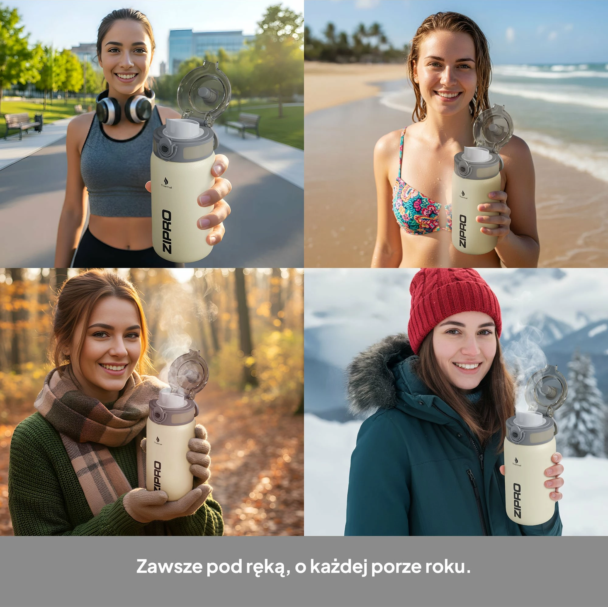 Shishe termike Zipro 1000 ml inox 18/8, bezhë