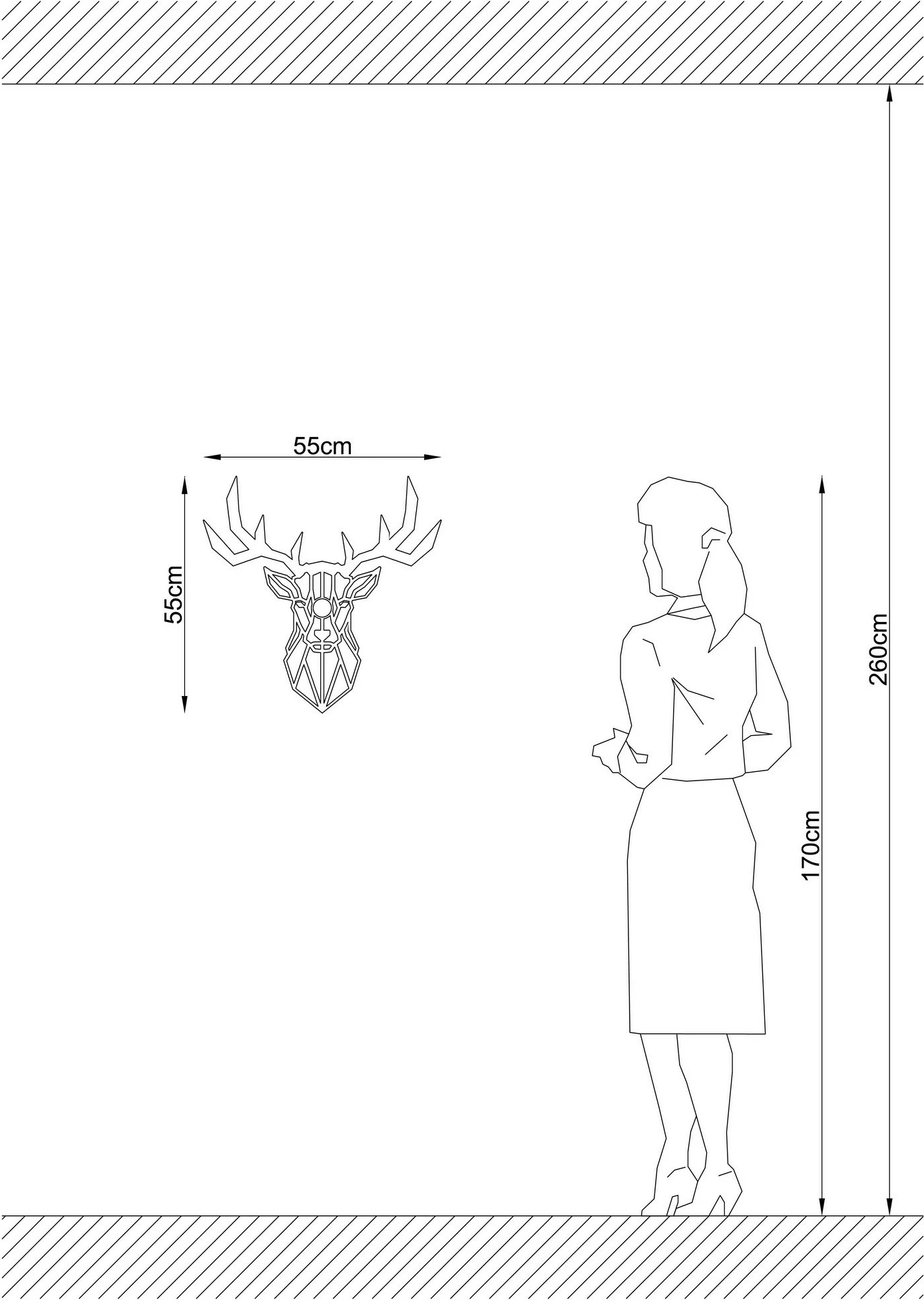 Llambë muri Opviq, model dreri, ngjyrë e zezë, 55x12x55 cm