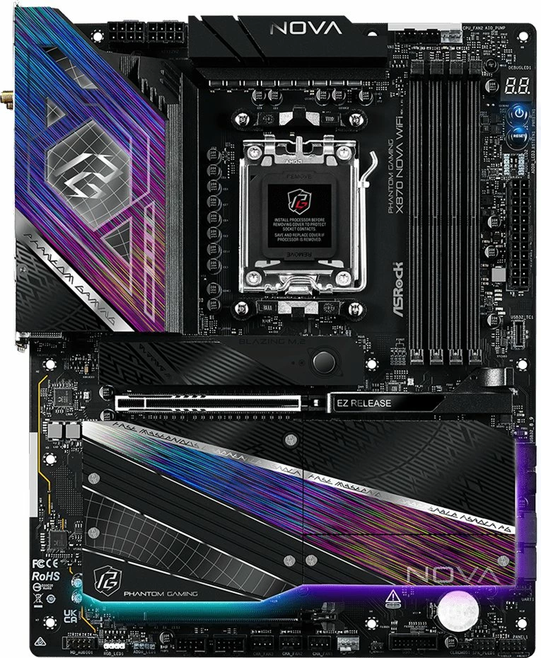 Pllakë amë ASRock X870 Nova WiFi Phantom Gaming ATX, DDR5, Wi‑Fi 7, USB4