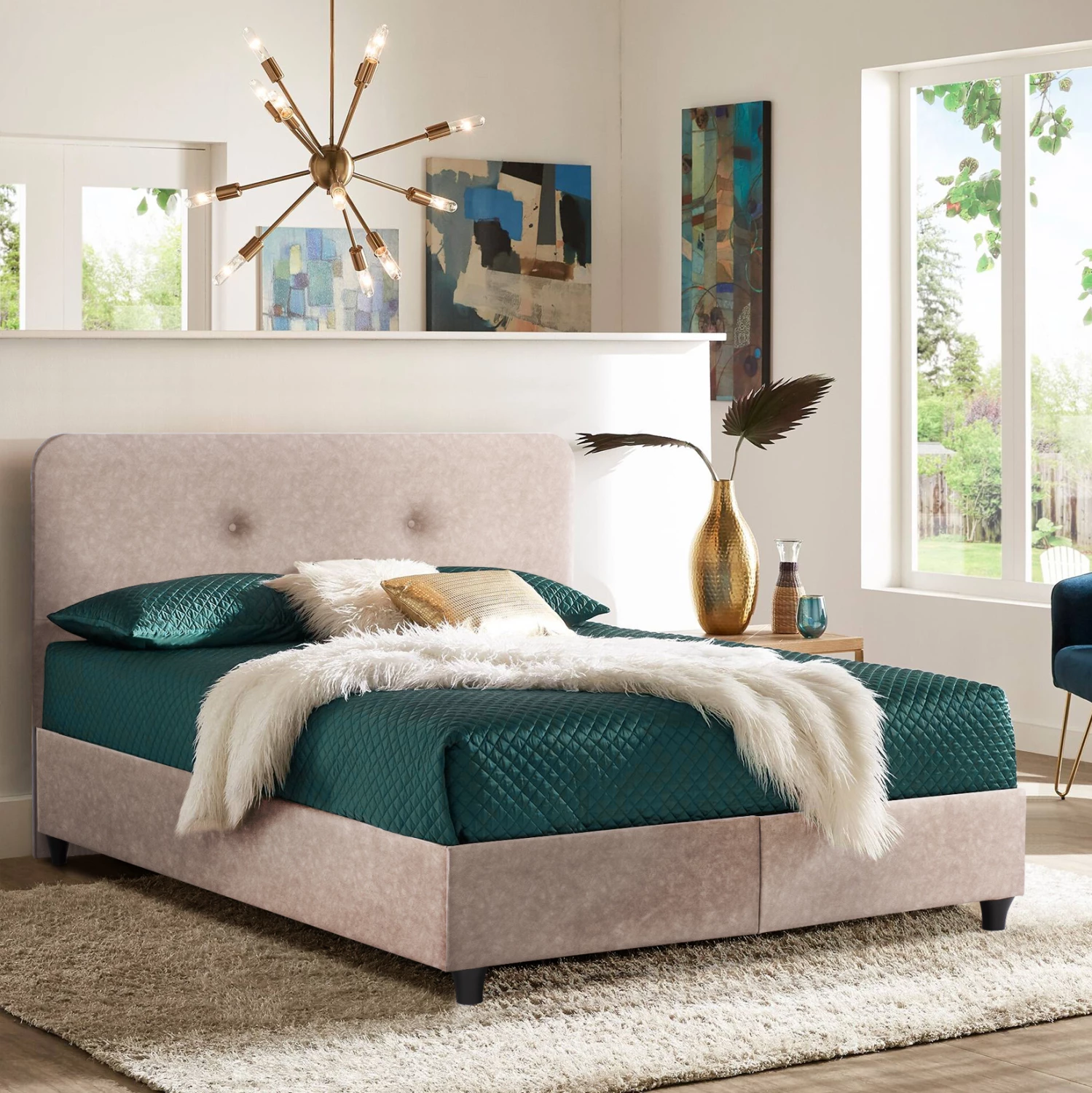 Shtrat FH637.22 DOLORES, pëlhurë lloji NUBUCK, bezhë, 150x200