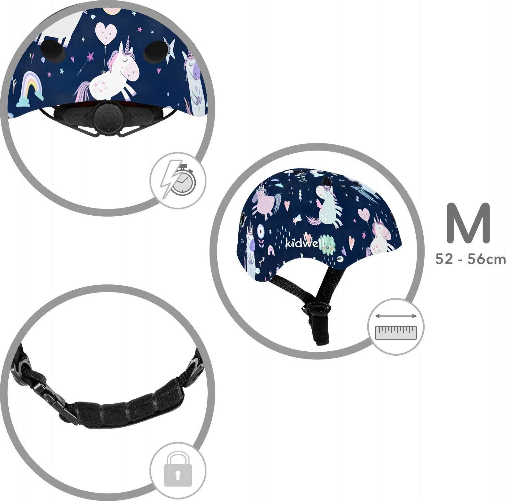 Helmet mbrojtës Kidwell ORIX PLUS, M (52-56 cm), Unicorn, blu e errët