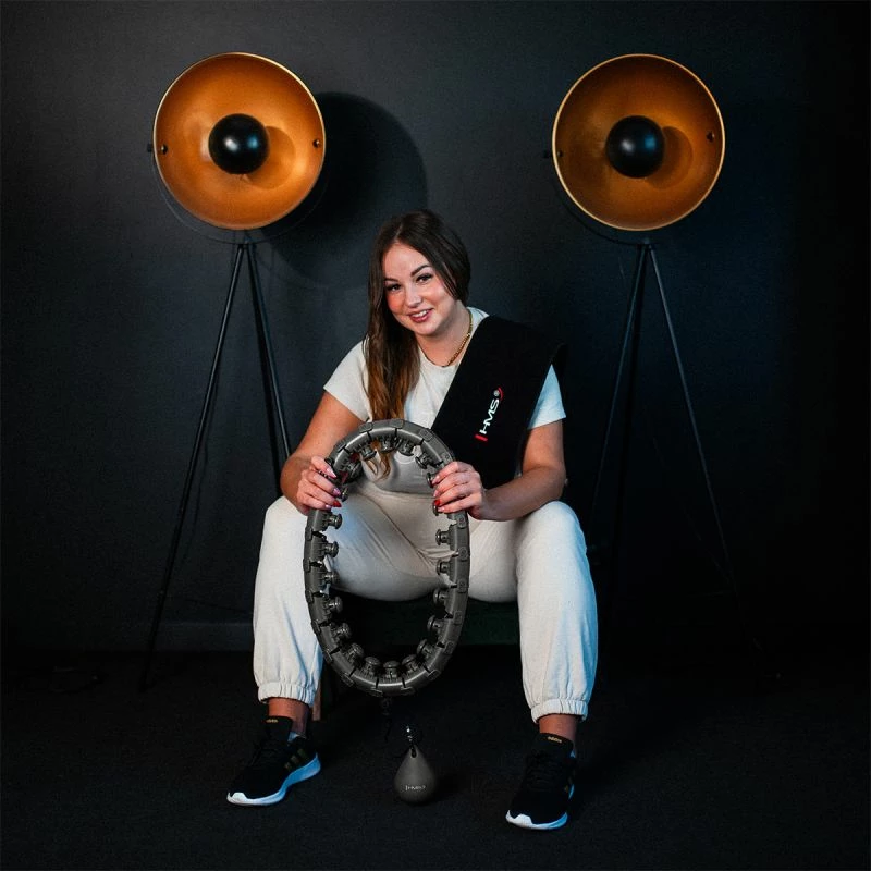 Set hula hop HMS HHW12 me peshë dhe rrip BR163, të zi, plus size