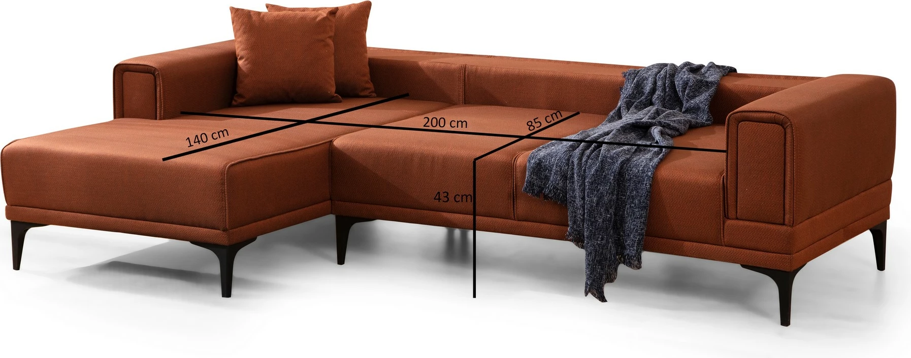 Kënd-sofë krevati Atelier del Sofa, Horizon majtas, ngjyrë e kuqe tullë