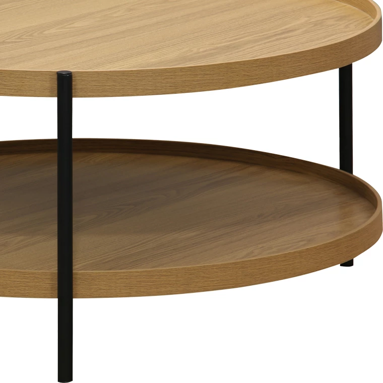 Tavolinë kafeje Portogie mdf natyrale - metal i zi D80x40cm