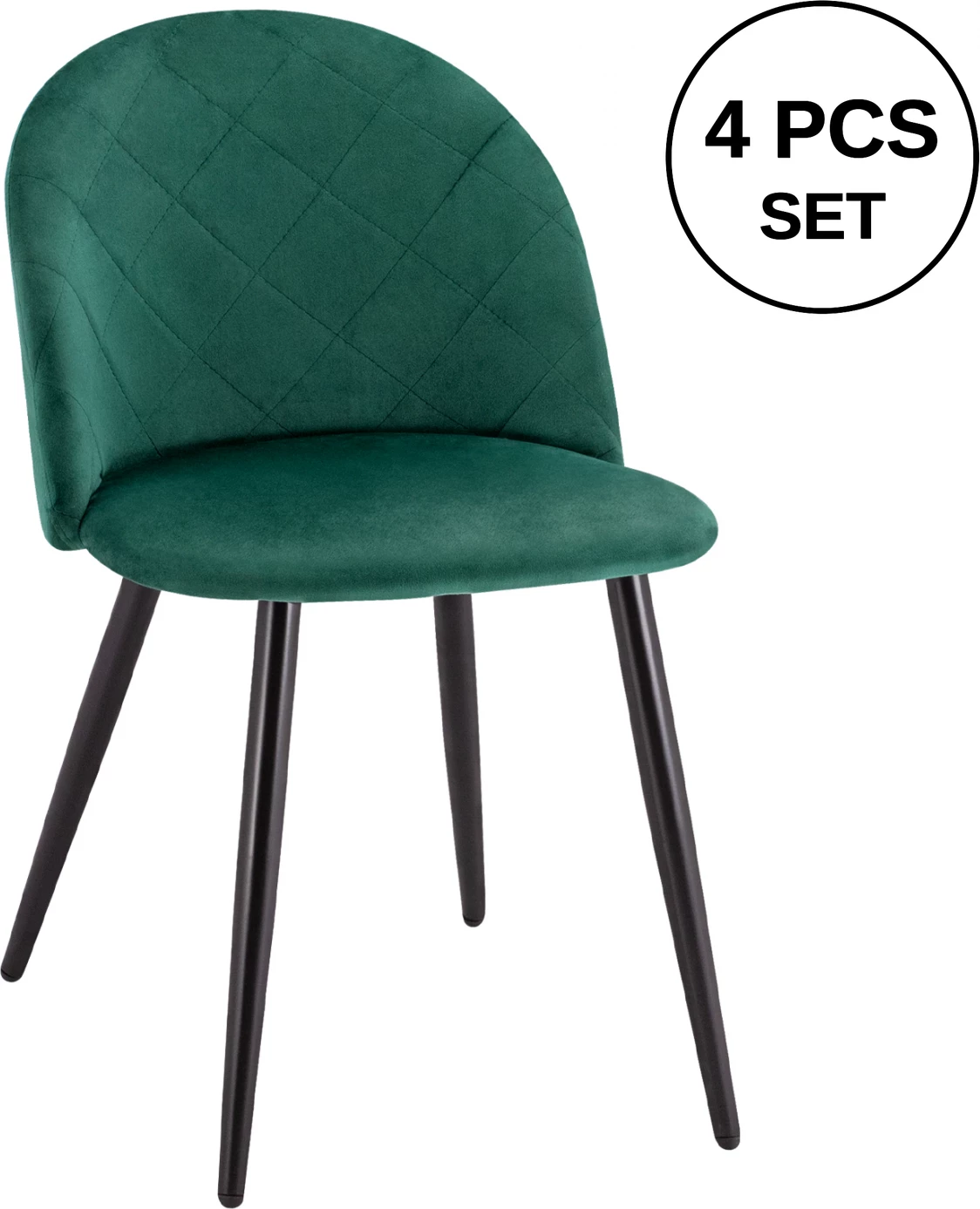 Karrige ngrënieje FH8731.03 me këmbë metalike & Velvet Cyppress 49x57x79H cm., set prej 4 copë