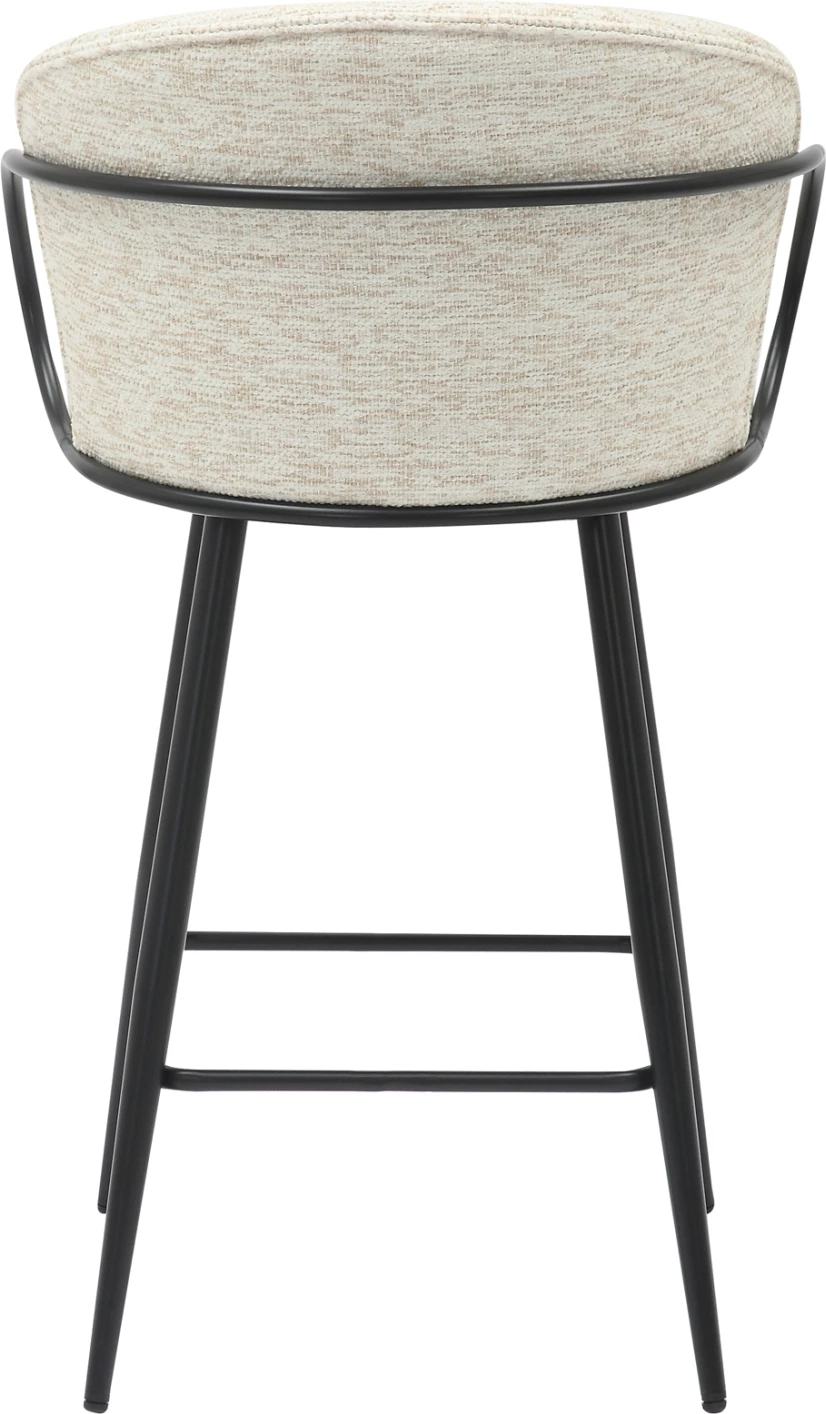 Karrige për bar, lartësi mesatare, NEBOR, FH9986.02, kornizë metalike e zezë, pëlhurë ecru, 53,5x51x90H cm, set prej 2 copash