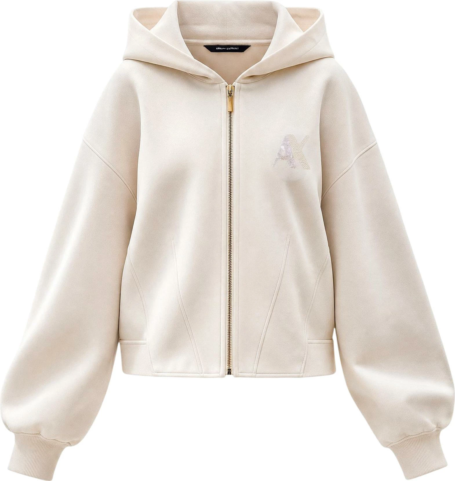 Duks me kapuç për femra Armani Exchange XW002861 AF13397, bezhë e çelët [Madhësia: XS]