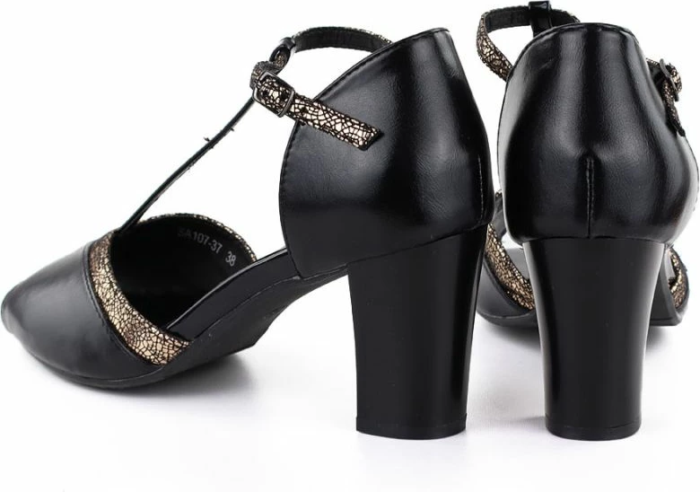 Këpucë me takë të trashë M. Daszyński SA107-37, të zeza