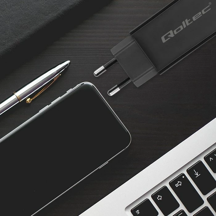 Karikues Qoltec 52420, 90W, GaN, USB-C 3.1, i zi